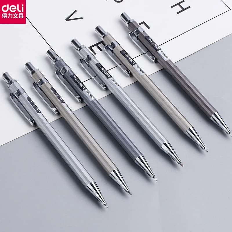 DELI High Quality Full Metal Mechanical Pencil 0.5/0.7 Lapices For Professional PaintingAnd Writing School Supplies