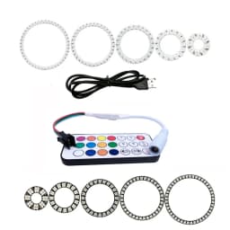 DC5V WS2812b Individually Addressable 5050 RGB Pixel Ring 8/16/24/35/45Leds Black/White PCB With 21Key Mini USB Controller Kit