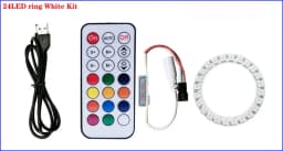 DC5V WS2812b Individually Addressable 5050 RGB Pixel Ring 8/16/24/35/45Leds Black/White PCB With 21Key Mini USB Controller Kit