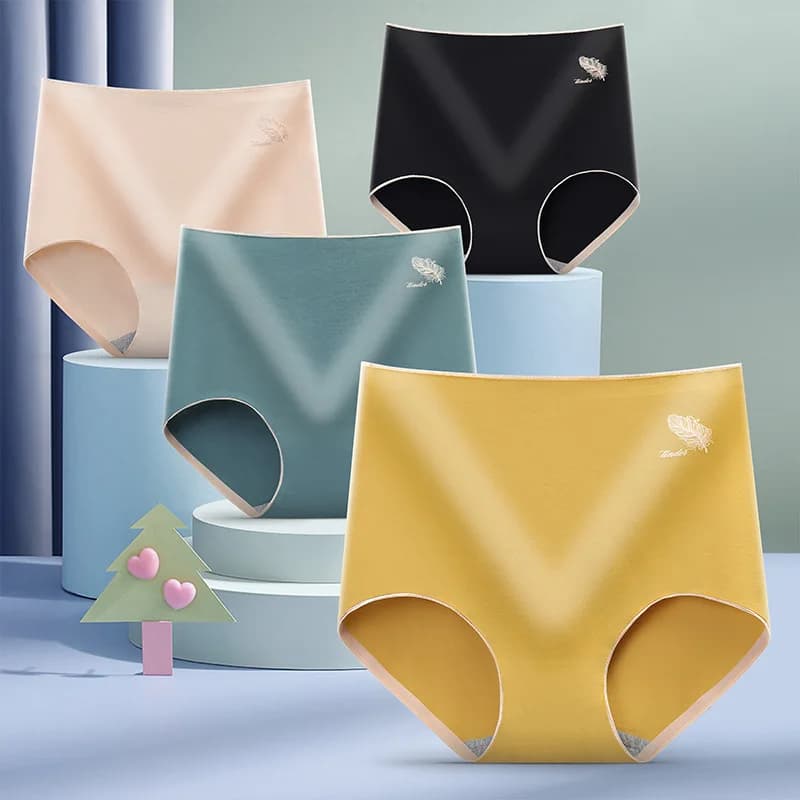 Women's Cotton Underwear Sexy Solid Color Panties Fashion Comfort Briefs Plus Size High Waist Seamless Soft Panties Lingerie