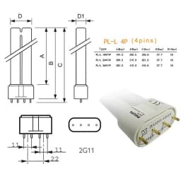 18W 24W 36W 40W 55W Fluorescent Lamp 4 Pins Twin-Tube Energy-saving Light Base Energy Saving Tube H 2G11 White Yellow AC220V
