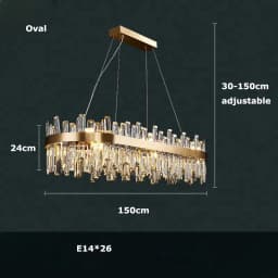 Golden Chrome Silver Round Oval Crystal LED Hanging Lamps Chandelier Lighting Suspension Luminaire Lampen For Dinning Room
