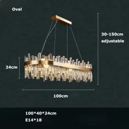 Golden Chrome Silver Round Oval Crystal LED Hanging Lamps Chandelier Lighting Suspension Luminaire Lampen For Dinning Room