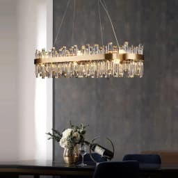 Golden Chrome Silver Round Oval Crystal LED Hanging Lamps Chandelier Lighting Suspension Luminaire Lampen For Dinning Room
