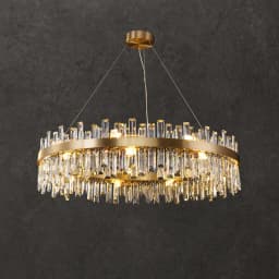 Golden Chrome Silver Round Oval Crystal LED Hanging Lamps Chandelier Lighting Suspension Luminaire Lampen For Dinning Room
