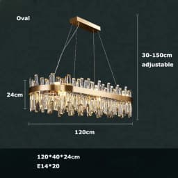 Golden Chrome Silver Round Oval Crystal LED Hanging Lamps Chandelier Lighting Suspension Luminaire Lampen For Dinning Room