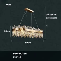 Golden Chrome Silver Round Oval Crystal LED Hanging Lamps Chandelier Lighting Suspension Luminaire Lampen For Dinning Room