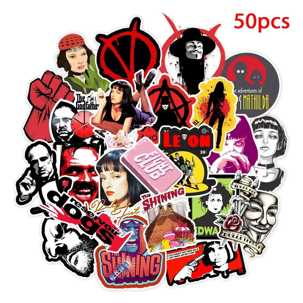 10/30/50pcs Classic Movie stickers For Luggage Laptop Art Painting Kill Bill Pulp Fiction Poster Stickers waterproof skateboard