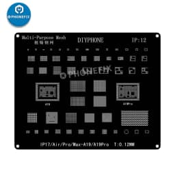 DIYPHONE BGA Reballing Stencil Kit For iPhone 17 16 15 14 13 13mini 11 12 Pro Max Black Steel CPU IC Chip Tin Soldering Net