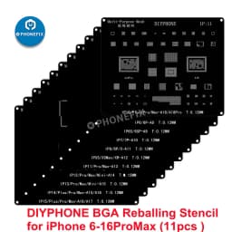 DIYPHONE BGA Reballing Stencil Kit For iPhone 17 16 15 14 13 13mini 11 12 Pro Max Black Steel CPU IC Chip Tin Soldering Net