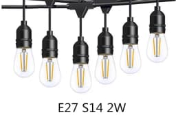 6PCS E27 2W S14 LED Retro Edison Bulbs 220V 3V 2700K Shatterproof Warm White Filament Candle Lamp For Outdoor String Lights