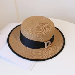 Panama Fashion Ladies Elegant Raffia Straw Hat Rhinestone Letters Vacation Travel High Quality Ladies Summer Topper Banquet Hat