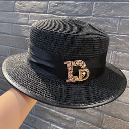 Panama Fashion Ladies Elegant Raffia Straw Hat Rhinestone Letters Vacation Travel High Quality Ladies Summer Topper Banquet Hat