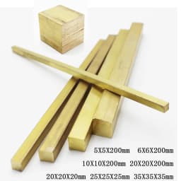 Brass Square Stick Solids Thin Rod 5/6/8/10/12/15/20x5/6/8/10/12/15/20x200mm Small Quartet Brassiness Bar 20-40x20-40x20-40mm