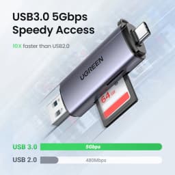 UGREEN Card Reader USB3.0 USB C  SD Micro SD Card Reader for Laptop Computer Smart Memory Cardreader SD Card Reader Card Adapter