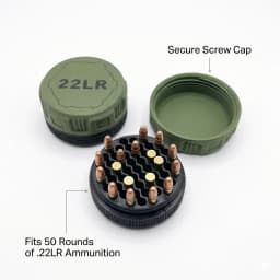 Mini .22LR Ammunition Storage Box Pocket Size Fits 50 Rounds Secure Screw Lid Durable Case For Small Caliber Rounds