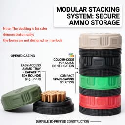 Mini .22LR Ammunition Storage Box Pocket Size Fits 50 Rounds Secure Screw Lid Durable Case For Small Caliber Rounds