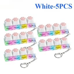 Cute Cat Paw Clicker Keychain LED Light Glowing Fidget Toy Stress Relief Portable Keyboard Style Button