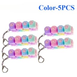 Cute Cat Paw Clicker Keychain LED Light Glowing Fidget Toy Stress Relief Portable Keyboard Style Button