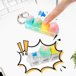 Cute Cat Paw Clicker Keychain LED Light Glowing Fidget Toy Stress Relief Portable Keyboard Style Button