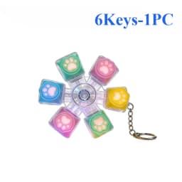 Cute Cat Paw Clicker Keychain LED Light Glowing Fidget Toy Stress Relief Portable Keyboard Style Button