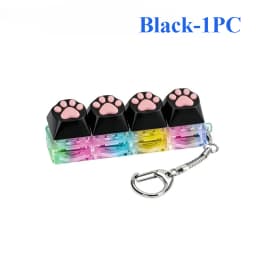 Cute Cat Paw Clicker Keychain LED Light Glowing Fidget Toy Stress Relief Portable Keyboard Style Button
