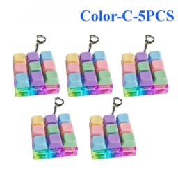Cute Cat Paw Clicker Keychain LED Light Glowing Fidget Toy Stress Relief Portable Keyboard Style Button