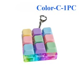 Cute Cat Paw Clicker Keychain LED Light Glowing Fidget Toy Stress Relief Portable Keyboard Style Button