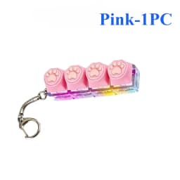 Cute Cat Paw Clicker Keychain LED Light Glowing Fidget Toy Stress Relief Portable Keyboard Style Button