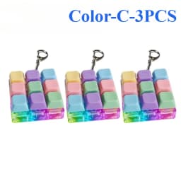 Cute Cat Paw Clicker Keychain LED Light Glowing Fidget Toy Stress Relief Portable Keyboard Style Button