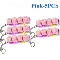 Cute Cat Paw Clicker Keychain LED Light Glowing Fidget Toy Stress Relief Portable Keyboard Style Button