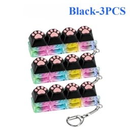 Cute Cat Paw Clicker Keychain LED Light Glowing Fidget Toy Stress Relief Portable Keyboard Style Button