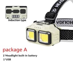 Powerful LED Headlamp COB Induction Rechargeable Head Flashlight Safety Lighting Head Torch for Outdoor Camping Cycling Fishing