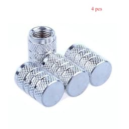 4pcs Knurling Style Tire Valve Caps Aluminum Silver Car Bike Wheel Stem Air Valve Caps Tire Pressure Cap Accessory