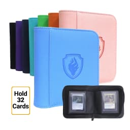 Waterproof PU Leather Side Load Zipper Card Binder 32 Slots Trading Card Album for 3'×4' Cards, Ideal for TCG, Game/Sport Cards