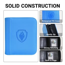 Waterproof PU Leather Side Load Zipper Card Binder 32 Slots Trading Card Album for 3'×4' Cards, Ideal for TCG, Game/Sport Cards