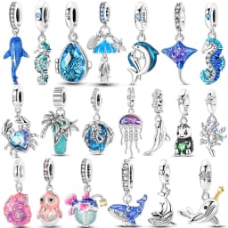 Summer Series Original 925 Sterling Silver Charms Bead Blue Marine Life Pendant Fit Original Bracelet For Women Jewelry Gift
