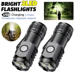 Portable Mini LED Handheld Flashlight Powerful Fingertip Torch Outdoor Waterproof Hiking Camping Flash Light with Pen Clip