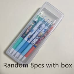 One Piece Student Press Gel Pen Set - 4/8/12pcs Creative Cartoon Stationery 0.5mm Bullet Tip Black Ink Writing Gift for School