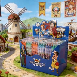 One Piece Student Press Gel Pen Set - 4/8/12pcs Creative Cartoon Stationery 0.5mm Bullet Tip Black Ink Writing Gift for School
