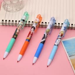 One Piece Student Press Gel Pen Set - 4/8/12pcs Creative Cartoon Stationery 0.5mm Bullet Tip Black Ink Writing Gift for School