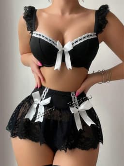 Sexy Lingerie Seamless Underwear Fancy Women Erotic Outfit Open Sexy Bra Set Fantasy Mini Skirt Bra Set Cosplay Costumes Women