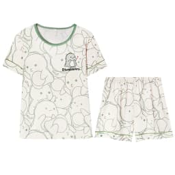 Women's Loose Fit Cartoon Bear Pajamas Set Summer Short Sleeve Gradient Casual Homewear Sleepwear