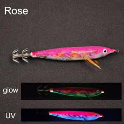 Horizontal Squid Jig Egi Set 12.5cm Glow in The Dark Wood Shrimp UV Squid Lure Sea Cuttlefish Octopus Saltwater Tackle