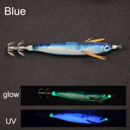 Horizontal Squid Jig Egi Set 12.5cm Glow in The Dark Wood Shrimp UV Squid Lure Sea Cuttlefish Octopus Saltwater Tackle