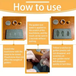 Gold Testing Stone & Acid Solution Kit for 10K/14K/18K/22K/24K Gold, Portable Precious Metal Detector Tool for Jewelry Testing