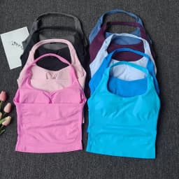 Women's Halter Neck Backless Camisole Sports Set with Padded, Shockproof Yoga Tank Top for Gym Fitness Workout & Daily Outdoor W