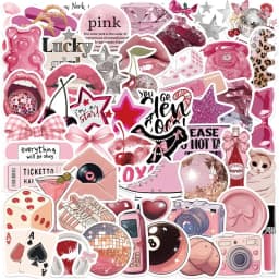 10/30/50PCS Pink Down Town Girl Sticky PVC Sticker Aesthetic DIY Decoration Scrapbooking Hand Accounting Supplies