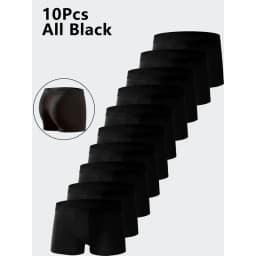 10PCS Men's Underwear Black Color Men Underpant High Stretch Boxer Shorts Sexy Men Panties Plus Size L-4XL Breathable Men Boxer