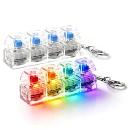 Fashion 4-Button Clicker Toy With RGB Light -Transparent 4-Keys Keyboard Keycap Keychain, Fidget Toy For Decompression&Daily Fun